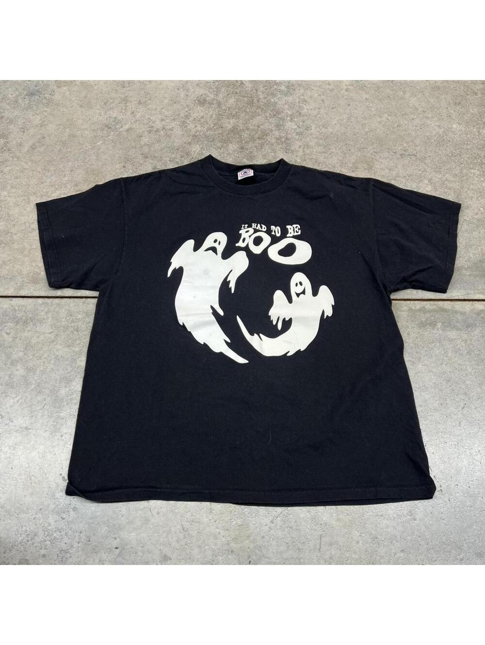 vintage it had to be boo ghost black halloween shirt size xl